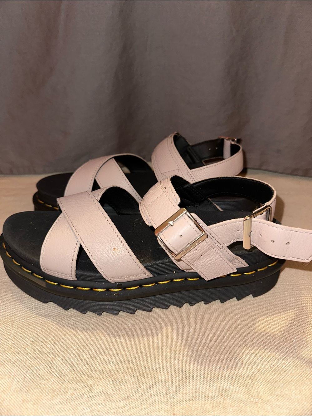 Dr. Martens Voss II Leather Strap Sandals with Buckle.
